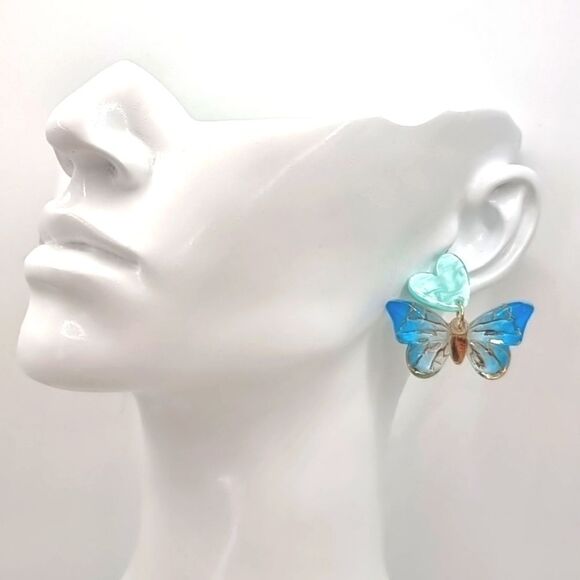 New BUTTERFLY dangle earrings with 925 silver posts - Picture 2 of 13